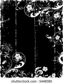 Grunge paint flower frame with blots, element for design, vector illustration