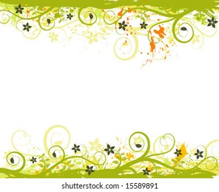 Grunge paint flower frame, element for design, vector illustration