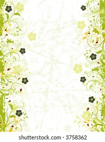 Grunge paint flower frame with hibiscus, element for design, vector illustration