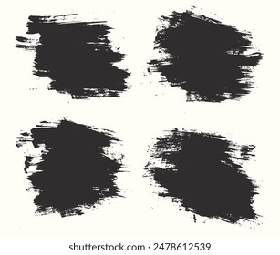 Grunge paint ink black color brush stroke collection