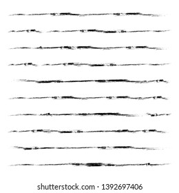 Grunge Paint isolated stripes . Vector brush Stroke . Distressed lines .  paintbrush collection . Modern Textured brushstrokes . Dry border in Black . 