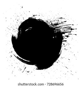 Grunge Paint label. Vector brush Stroke . Distressed banner . Black isolated paintbrush label