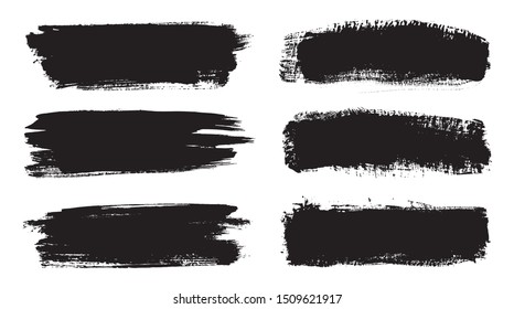 Grunge paint lines. Set of brush strokes.