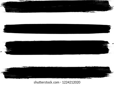 Grunge Paint Roller . Vector brush Stroke . Distressed banner . Black stripes isolated. paintbrush collection . Modern Textured shape . Dry border in Black . Bulge lines