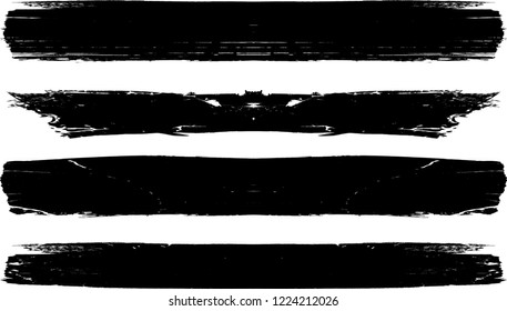 Grunge Paint Roller . Vector brush Stroke . Distressed banner . Black stripes isolated. paintbrush collection . Modern Textured shape . Dry border in Black . Bulge lines