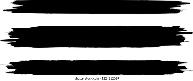 Grunge Paint Roller . Vector brush Stroke . Distressed banner . Black stripes isolated. paintbrush collection . Modern Textured shape . Dry border in Black . Bulge lines