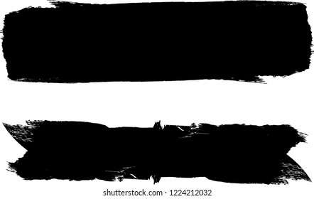 Grunge Paint Roller . Vector brush Stroke . Distressed banner . Black stripes isolated. paintbrush collection . Modern Textured shape . Dry border in Black . Bulge lines