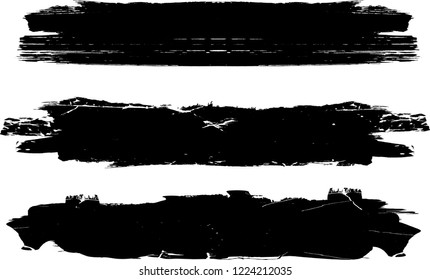 Grunge Paint Roller . Vector brush Stroke . Distressed banner . Black stripes isolated. paintbrush collection . Modern Textured shape . Dry border in Black . Bulge lines