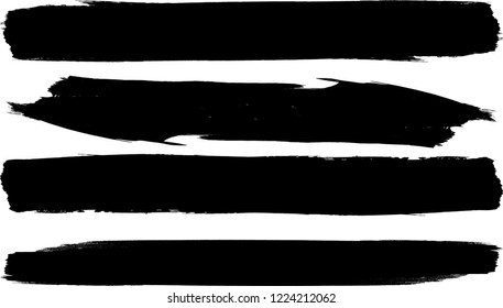 Grunge Paint Roller . Vector brush Stroke . Distressed banner . Black stripes isolated. paintbrush collection . Modern Textured shape . Dry border in Black . Bulge lines