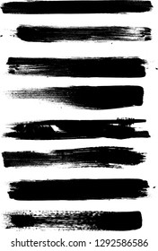 Grunge Paint Roller . Vector brush Stroke . Distressed banner . Black stripes isolated. paintbrush collection . Modern Textured shape . Dry border in Black . Bulge lines