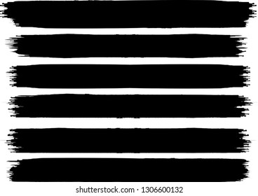 Grunge Paint Roller . Vector brush Stroke . Distressed banner . Black stripes isolated. paintbrush collection . Modern Textured shape . Dry border in Black . Bulge lines