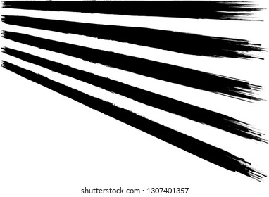 Grunge Paint Roller . Vector brush Stroke . Distressed banner . Black stripes isolated. paintbrush collection . Modern Textured shape . Dry border in Black . Bulge lines