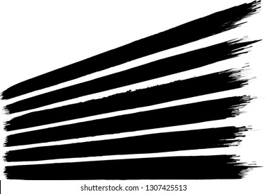 Grunge Paint Roller . Vector brush Stroke . Distressed banner . Black stripes isolated. paintbrush collection . Modern Textured shape . Dry border in Black . Bulge lines