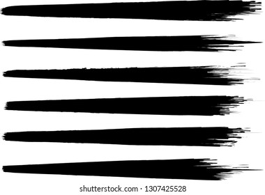 Grunge Paint Roller . Vector brush Stroke . Distressed banner . Black stripes isolated. paintbrush collection . Modern Textured shape . Dry border in Black . Bulge lines