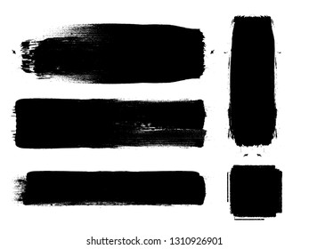 Grunge Paint Roller . Vector brush Stroke . Distressed banner . Black stripes isolated. paintbrush collection . Modern Textured shape . Dry border in Black . Bulge lines