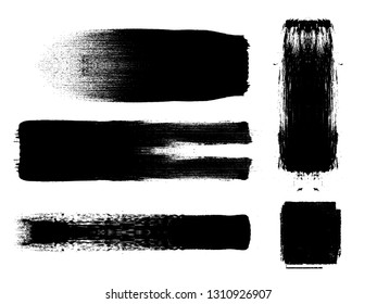 Grunge Paint Roller . Vector brush Stroke . Distressed banner . Black stripes isolated. paintbrush collection . Modern Textured shape . Dry border in Black . Bulge lines