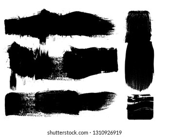 Grunge Paint Roller . Vector brush Stroke . Distressed banner . Black stripes isolated. paintbrush collection . Modern Textured shape . Dry border in Black . Bulge lines