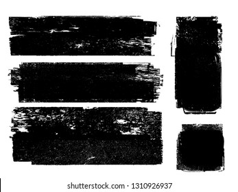 Grunge Paint Roller . Vector brush Stroke . Distressed banner . Black stripes isolated. paintbrush collection . Modern Textured shape . Dry border in Black . Bulge lines