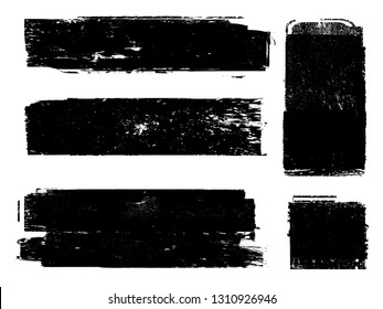 Grunge Paint Roller . Vector brush Stroke . Distressed banner . Black stripes isolated. paintbrush collection . Modern Textured shape . Dry border in Black . Bulge lines