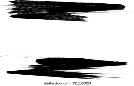 Grunge Paint Roller . Vector brush Stroke . Distressed banner . Black stripes isolated. paintbrush collection . Modern Textured shape . Dry border in Black . Bulge lines