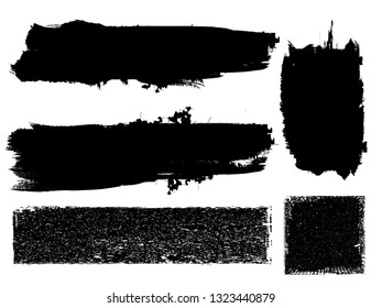 Grunge Paint Roller . Vector brush Stroke . Distressed banner . Black stripes isolated. paintbrush collection . Modern Textured shape . Dry border in Black . Bulge lines