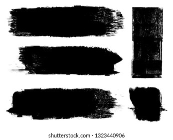 Grunge Paint Roller . Vector brush Stroke . Distressed banner . Black stripes isolated. paintbrush collection . Modern Textured shape . Dry border in Black . Bulge lines