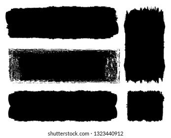 Grunge Paint Roller . Vector brush Stroke . Distressed banner . Black stripes isolated. paintbrush collection . Modern Textured shape . Dry border in Black . Bulge lines