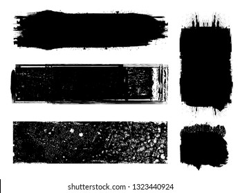 Grunge Paint Roller . Vector brush Stroke . Distressed banner . Black stripes isolated. paintbrush collection . Modern Textured shape . Dry border in Black . Bulge lines