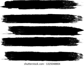 Grunge Paint Roller . Vector brush Stroke . Distressed banner . Black stripes isolated. paintbrush collection . Modern Textured shape . Dry border in Black . Bulge lines