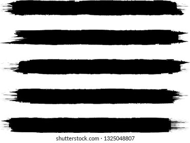 Grunge Paint Roller . Vector brush Stroke . Distressed banner . Black stripes isolated. paintbrush collection . Modern Textured shape . Dry border in Black . Bulge lines