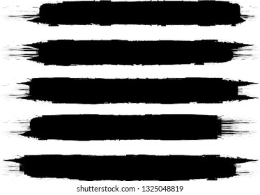 Grunge Paint Roller . Vector brush Stroke . Distressed banner . Black stripes isolated. paintbrush collection . Modern Textured shape . Dry border in Black . Bulge lines
