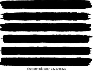 Grunge Paint Roller . Vector brush Stroke . Distressed banner . Black stripes isolated. paintbrush collection . Modern Textured shape . Dry border in Black . Bulge lines