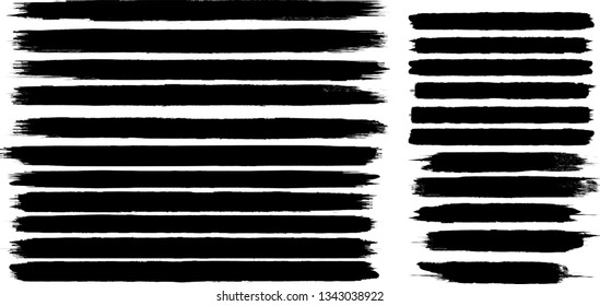 Grunge Paint Roller . Vector brush Stroke . Distressed banner . Black stripes isolated. paintbrush collection . Modern Textured shape . Dry border in Black . Bulge lines