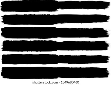 Grunge Paint Roller . Vector brush Stroke . Distressed banner . Black stripes isolated. paintbrush collection . Modern Textured shape . Dry border in Black . Bulge lines