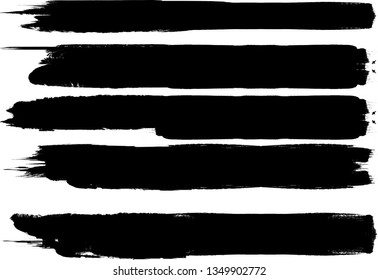 Grunge Paint Roller . Vector brush Stroke . Distressed banner . Black stripes isolated. paintbrush collection . Modern Textured shape . Dry border in Black . Bulge lines