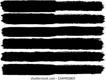 Grunge Paint Roller . Vector brush Stroke . Distressed banner . Black stripes isolated. paintbrush collection . Modern Textured shape . Dry border in Black . Bulge lines