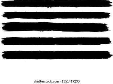 Grunge Paint Roller . Vector brush Stroke . Distressed banner . Black stripes isolated. paintbrush collection . Modern Textured shape . Dry border in Black . Bulge lines