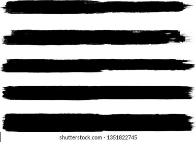 Grunge Paint Roller . Vector brush Stroke . Distressed banner . Black stripes isolated. paintbrush collection . Modern Textured shape . Dry border in Black . Bulge lines