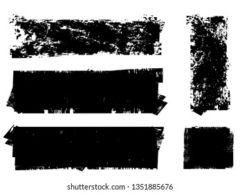 Grunge Paint Roller . Vector brush Stroke . Distressed banner . Black stripes isolated. paintbrush collection . Modern Textured shape . Dry border in Black . Bulge lines