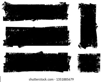 Grunge Paint Roller . Vector brush Stroke . Distressed banner . Black stripes isolated. paintbrush collection . Modern Textured shape . Dry border in Black . Bulge lines