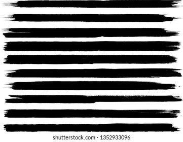 Grunge Paint Roller . Vector brush Stroke . Distressed banner . Black stripes isolated. paintbrush collection . Modern Textured shape . Dry border in Black . Bulge lines