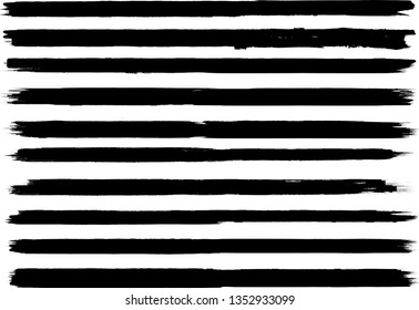 Grunge Paint Roller . Vector brush Stroke . Distressed banner . Black stripes isolated. paintbrush collection . Modern Textured shape . Dry border in Black . Bulge lines