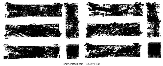 Grunge Paint Roller . Vector brush Stroke . Distressed banner . Black stripes isolated. paintbrush collection . Modern Textured shape . Dry border in Black . Bulge lines