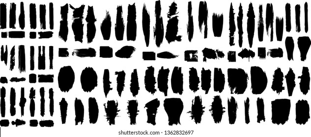 Grunge Paint Roller . Vector brush Stroke . Distressed banner . Black stripes isolated. paintbrush collection . Modern Textured shape . Dry border in Black . Bulge lines