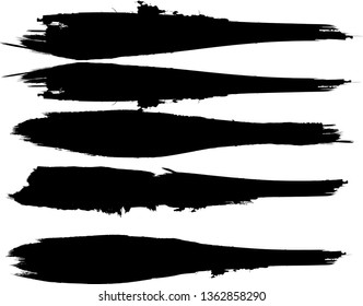 Grunge Paint Roller . Vector brush Stroke . Distressed banner . Black stripes isolated. paintbrush collection . Modern Textured shape . Dry border in Black . Bulge lines