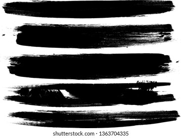 Grunge Paint Roller . Vector brush Stroke . Distressed banner . Black stripes isolated. paintbrush collection . Modern Textured shape . Dry border in Black . Bulge lines