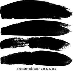 Grunge Paint Roller . Vector brush Stroke . Distressed banner . Black stripes isolated. paintbrush collection . Modern Textured shape . Dry border in Black . Bulge lines