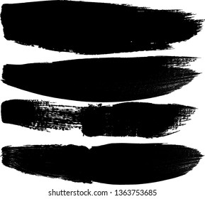 Grunge Paint Roller . Vector brush Stroke . Distressed banner . Black stripes isolated. paintbrush collection . Modern Textured shape . Dry border in Black . Bulge lines