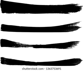 Grunge Paint Roller . Vector brush Stroke . Distressed banner . Black stripes isolated. paintbrush collection . Modern Textured shape . Dry border in Black . Bulge lines