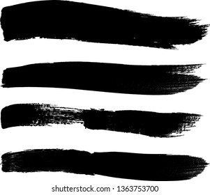 Grunge Paint Roller . Vector brush Stroke . Distressed banner . Black stripes isolated. paintbrush collection . Modern Textured shape . Dry border in Black . Bulge lines